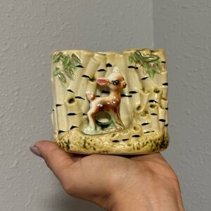 MCM Fawn and Bamboo Vintage Ceramic Planter